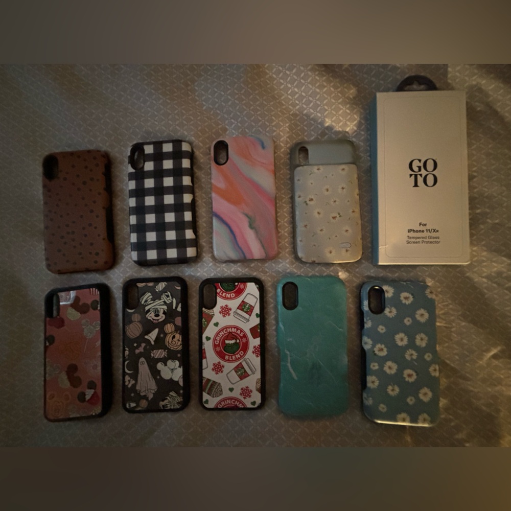 iPhone 10 Bundle | XR | screen protect | phone case | Halloween Christmas Disney